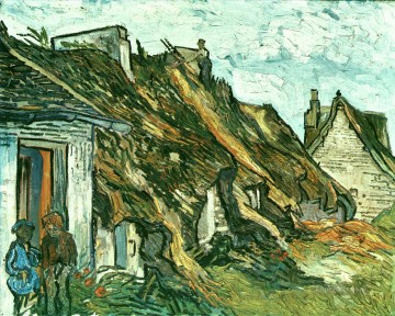  paja Lienzo - Cabañas con techo de paja en Chaponval Auvers sur Oise Vincent van Gogh